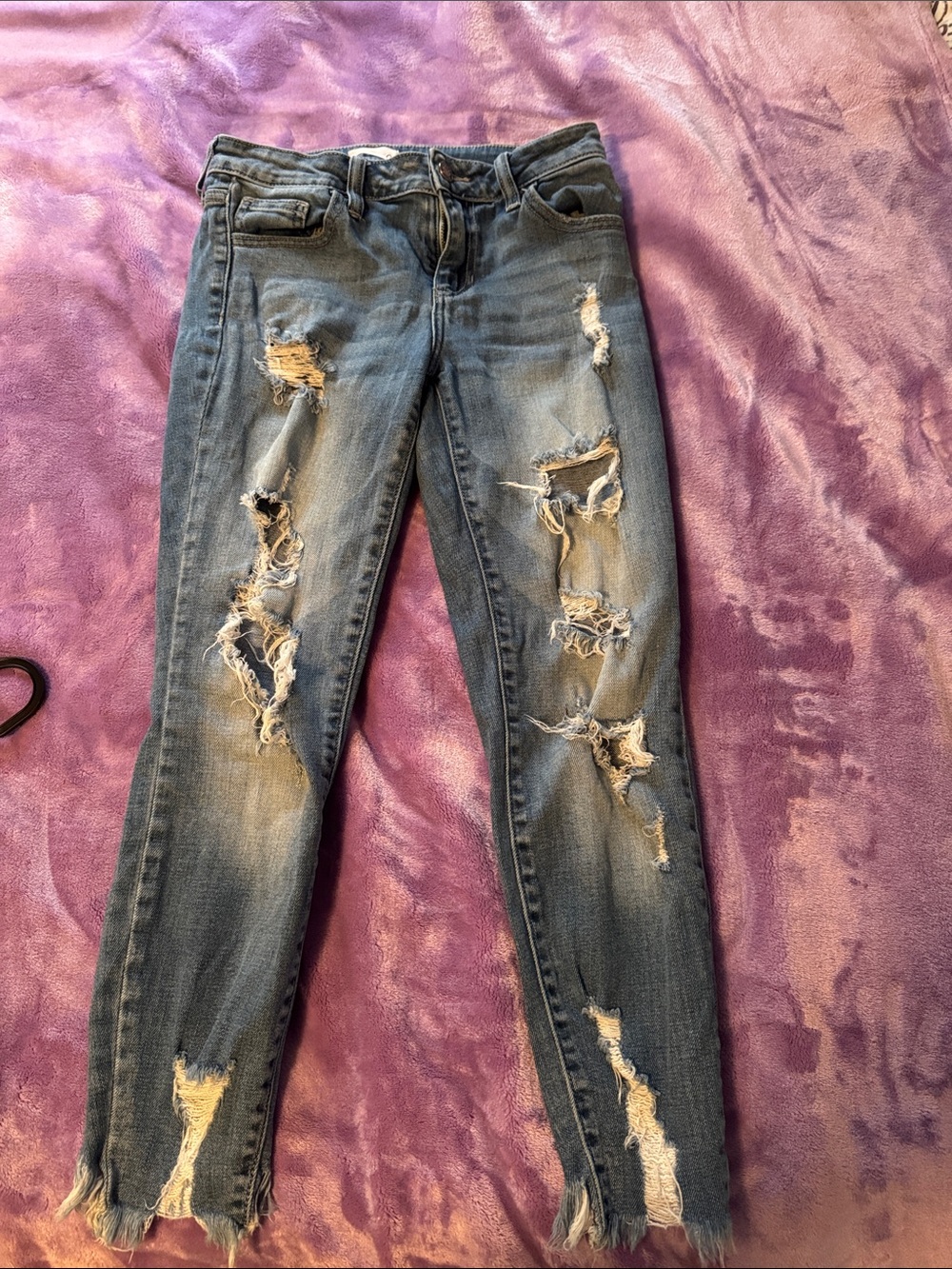 Cello Women's Distressed Skinny Jeans in Blue
